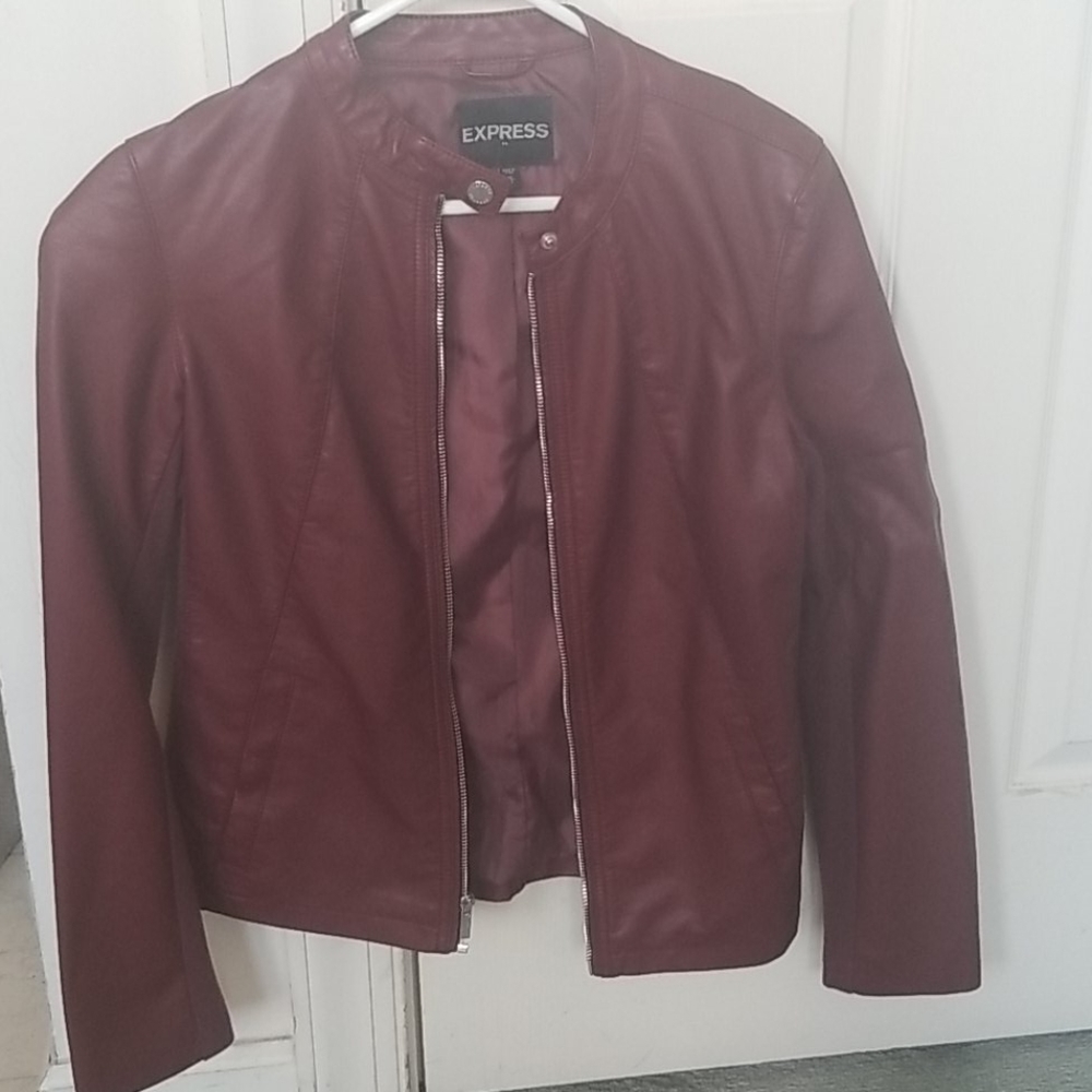 Express Burgundy Faux Leather Jacket